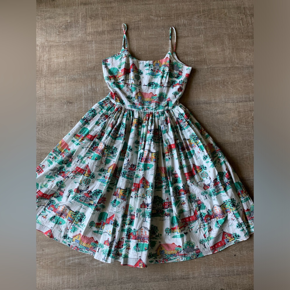 Bernie Dexter Womens Retro Chelsea Dress M Pinup USA Fit & Flare rockabilly vtg - Picture 12 of 14